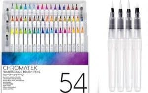 54 Watercolor Pens, 15 Page Pad & Online Video Tutorial Series by  Chromatek.