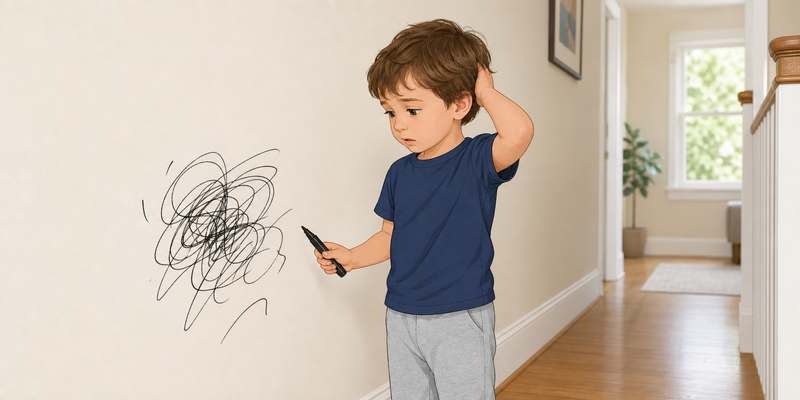 permanent marker scribble on a painted wall