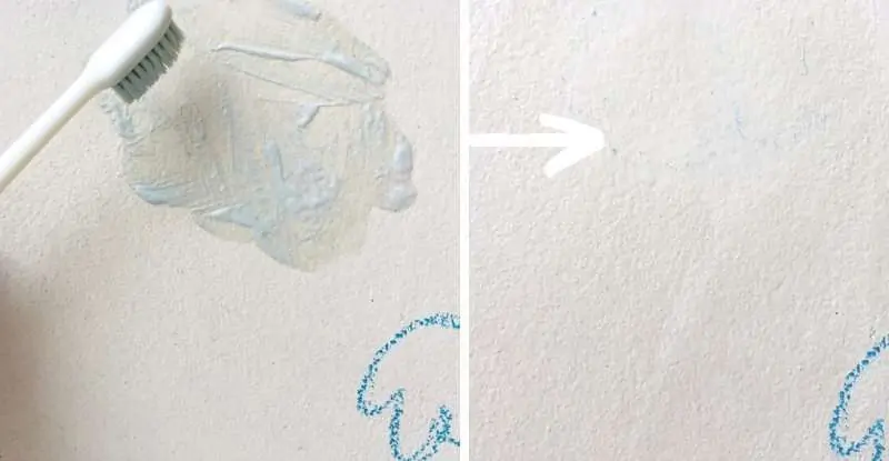 Toothpaste method to remove crayon stain