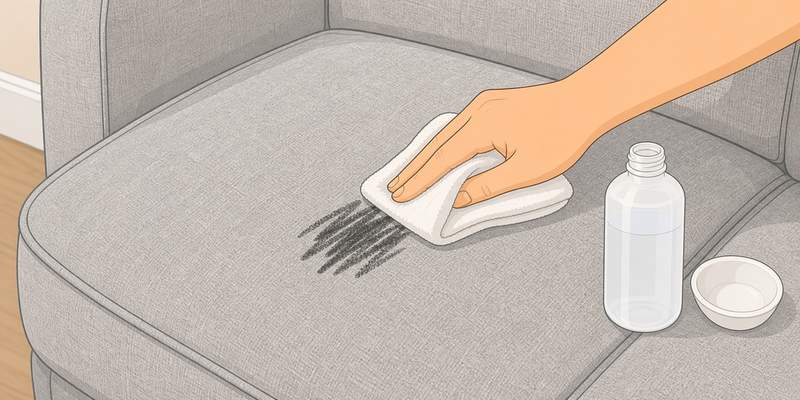 blotting permanent marker off a fabric couch with rubbing alcohol
