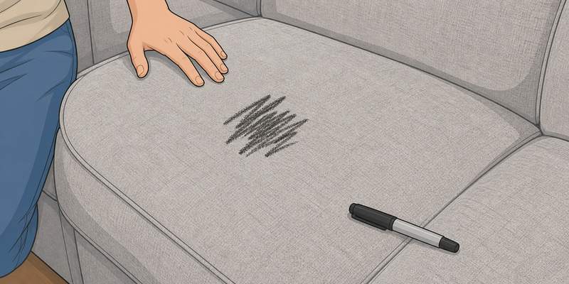 permanent marker stain on a fabric couch