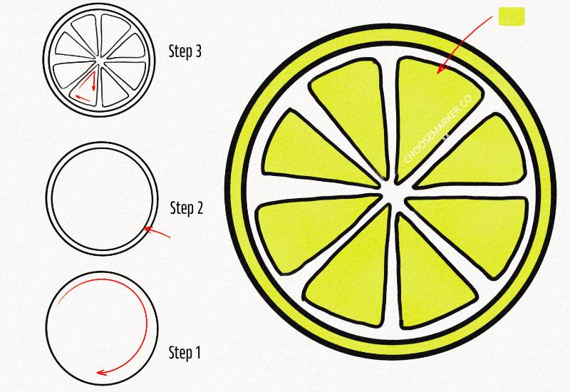 How to Draw a Lime Easy Step by Step Choose Marker