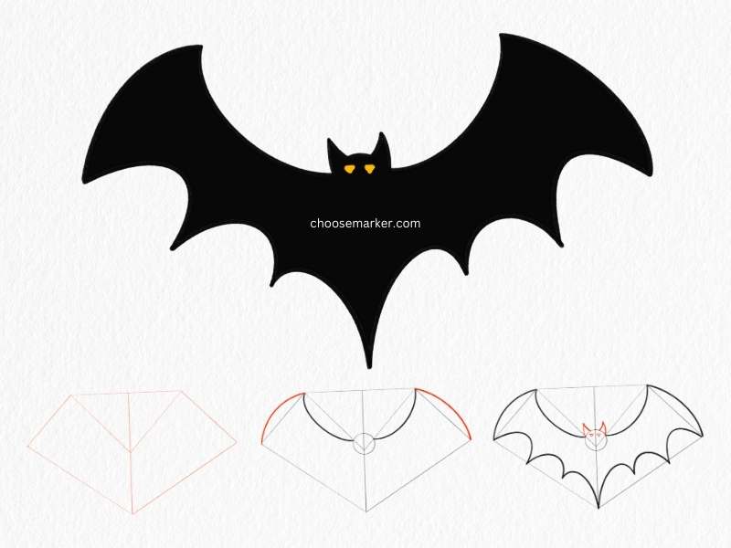 How to Draw a Bat Easy Step by Step for Halloween Projects Choose Marker