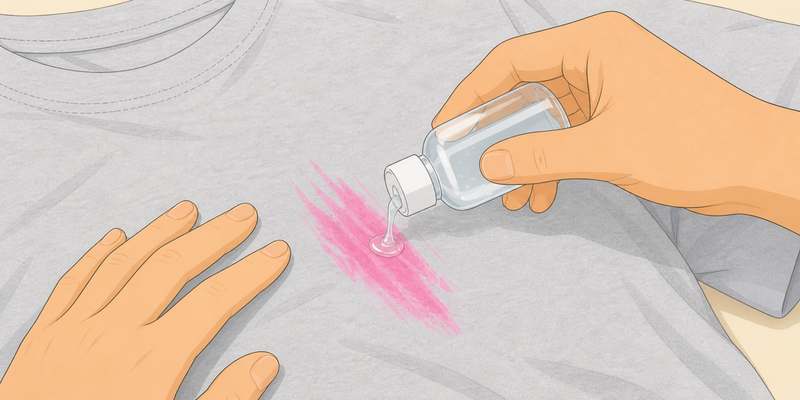 applying hand sanitizer to remove highlighter stain