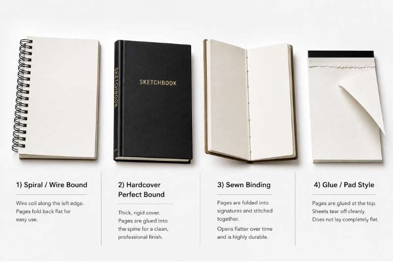 Sketchbook binding types comparison