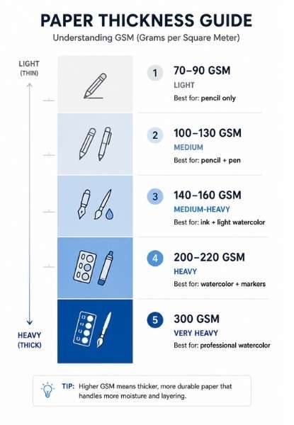Sketchbook paper weight GSM chart