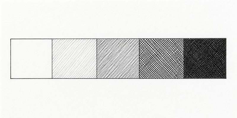 hatching value scale from light to dark