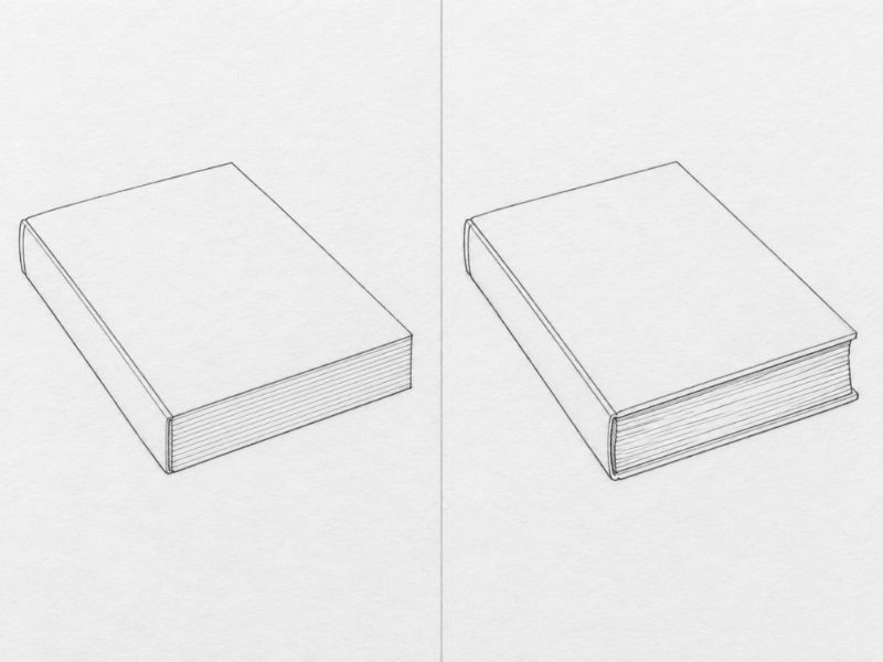 Book drawn with flush covers next to the same book