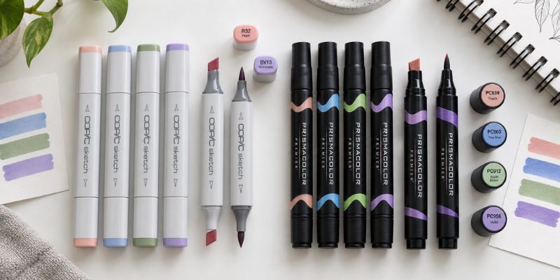 Copic Sketch markers and Prismacolor Premier markers