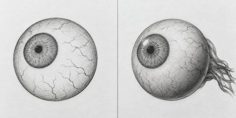 Flat looking eyeball drawing next to the same eyeball