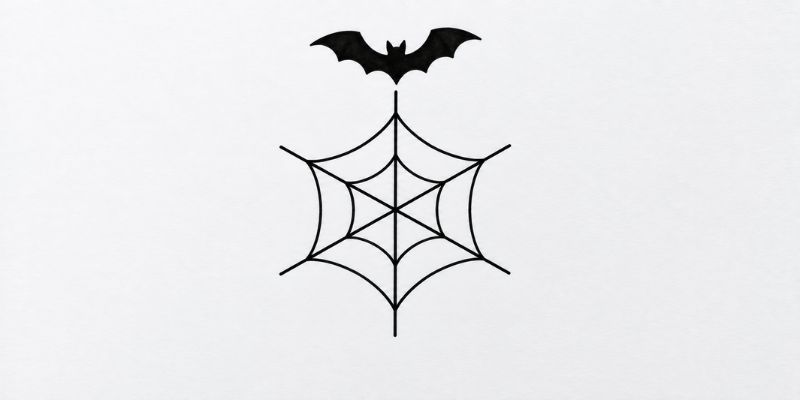 Minimal Doodle Spider Web Drawing for Halloween