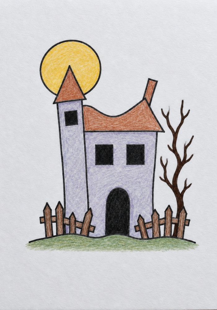 Using Coloring Pencils for Haunted House