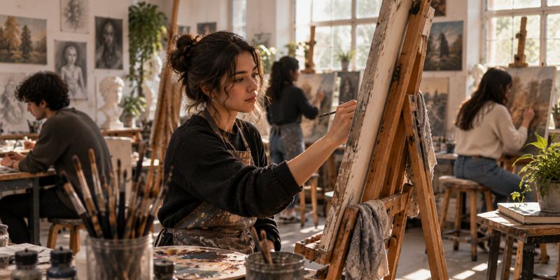 art student benefiting from structure