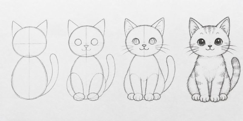 basic shapes used to draw a cat
