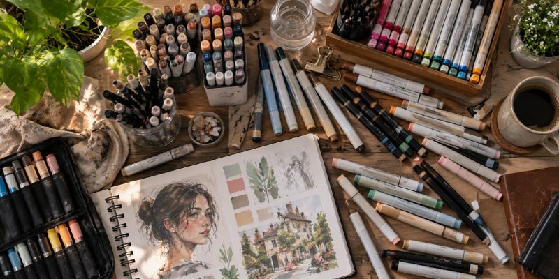 collection of art markers