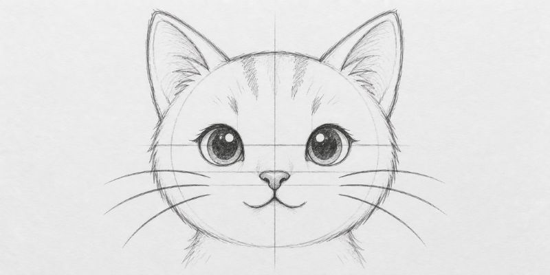 how to draw a cat face